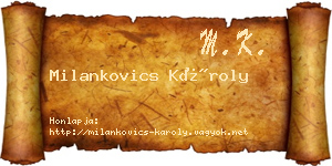 Milankovics Károly névjegykártya